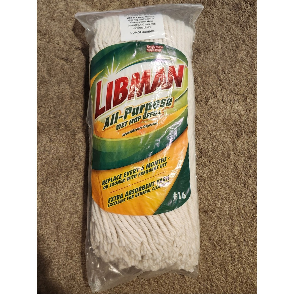 Libman All Purpose Wet Mop Refill #16 Replacement Head Cotton Blend